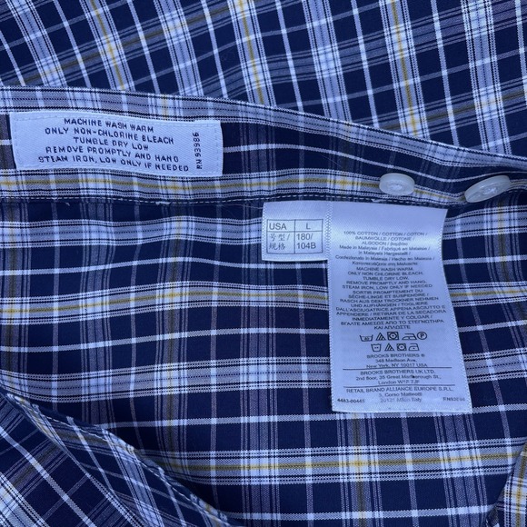 Brooks Brothers 1818 Shirt L Mens L/S Button Down Regent Blue Plaid VGUC - Picture 8 of 8